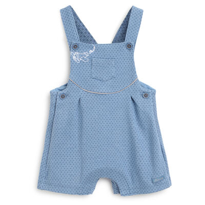 Boys Medium Light Blue Printed Short Dungaree